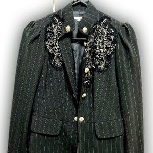 NWOT Yank Embroidery Black Striped Jacket